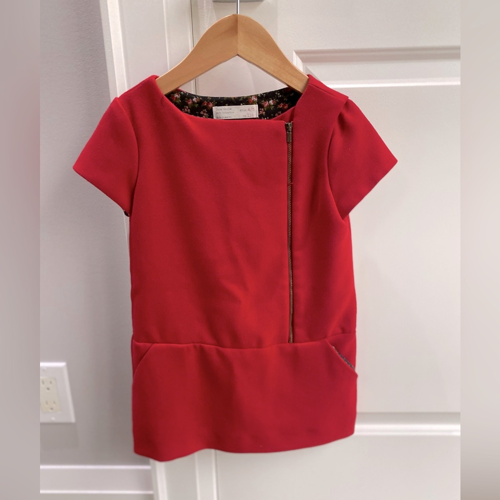Zara - Red short sleeve holiday dress w/ lining